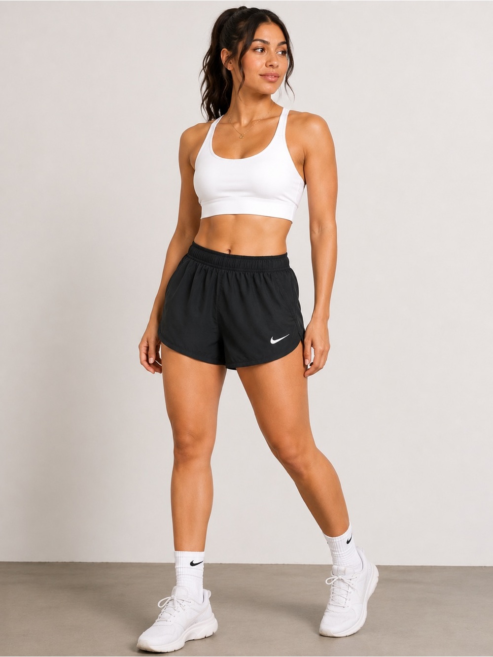 Nike Women's Black Athletic Running Shorts with White Swoosh Size S